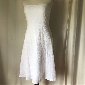 J. Crew White Seersucker Strapless Dress